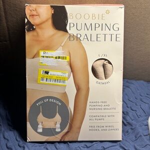 Boobie Women's Adaptive Pumping and Nursing Bralette - L/XL - Oatmeal color